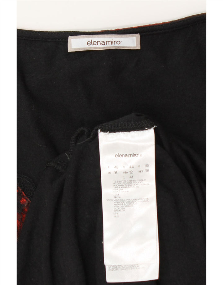 ELENA MIRO Dame 3/4-ærmet blusetop UK 16 Large Red Floral Viscose