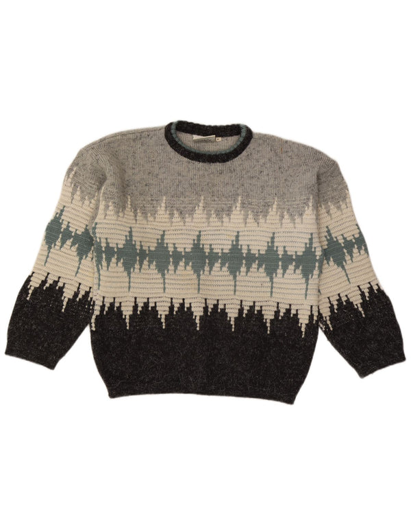 Ciao Herre Crew Neck Jumper Sweater Medium Grey Colourblock Akryl