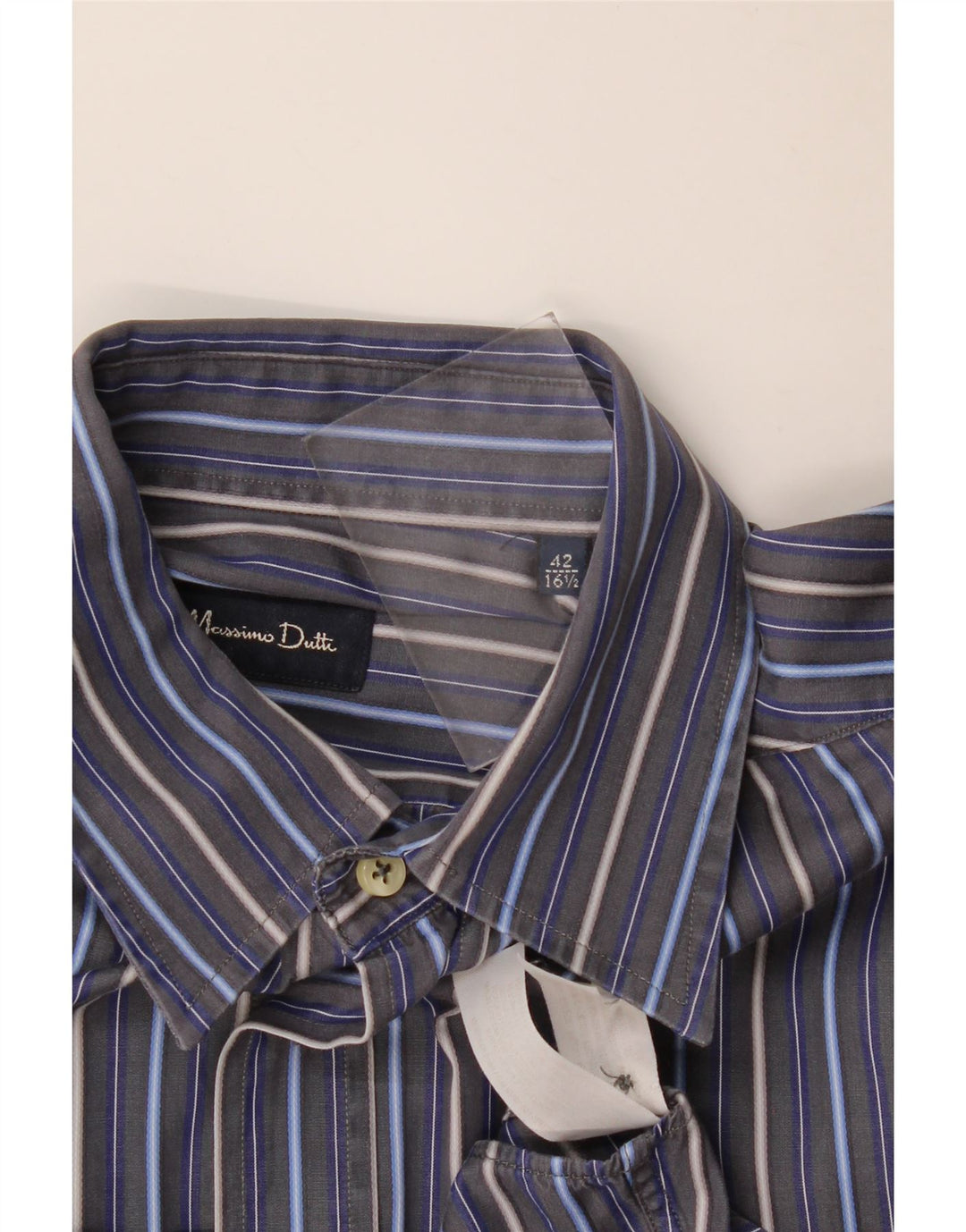 Massimo Dutti Herreskjorte Str. 42 16 1/2 Stor Marineblå Stribet
