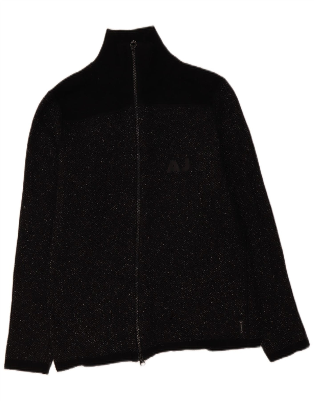 Armani Jeans Dame Cardigan Sweater UK 10 Small Black Chevron