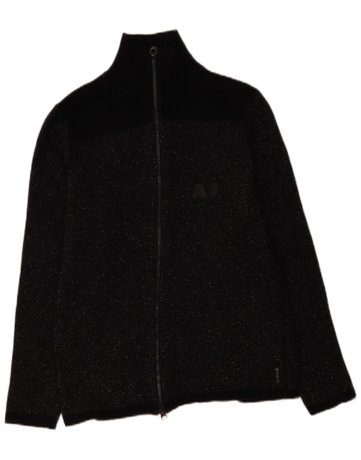 Armani Jeans Dame Cardigan Sweater UK 10 Small Black Chevron