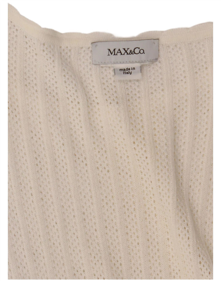 Max & Co. Dame Se Through Crochet A-Line Kjole UK 10 Small White