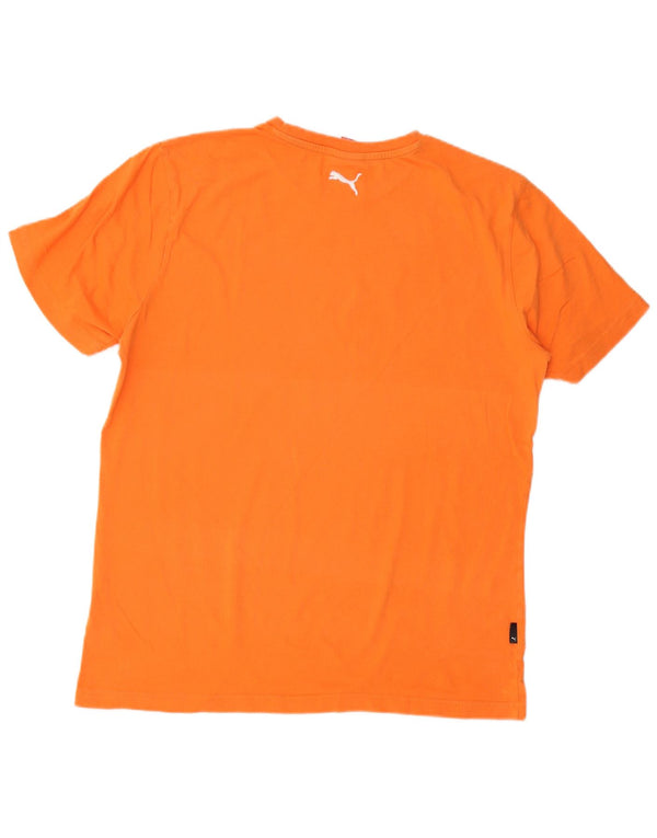 Puma Mens Graphic T-Shirt Top Large Orange Cotton