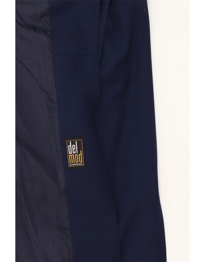 VINTAGE Womens Double Breasted Coat UK 14 Medium Navy Blue Wool Vintage Vintage and Second-Hand Vintage from Messina Hembry 