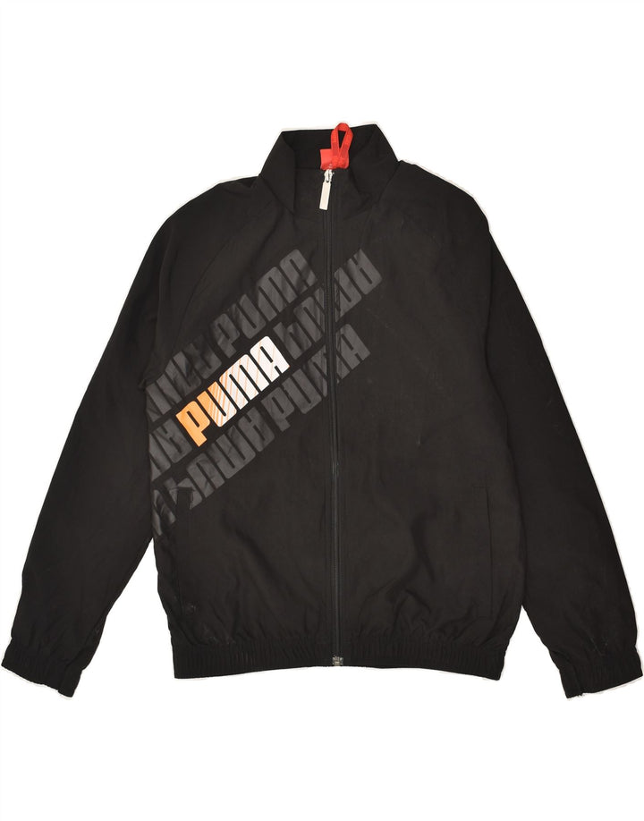 PUMA Boys Graphic Tracksuit Top Jacket 11-12 Years Large Black Polyester | Vintage Puma | Thrift | Second-Hand Puma | Used Clothing | Messina Hembry 