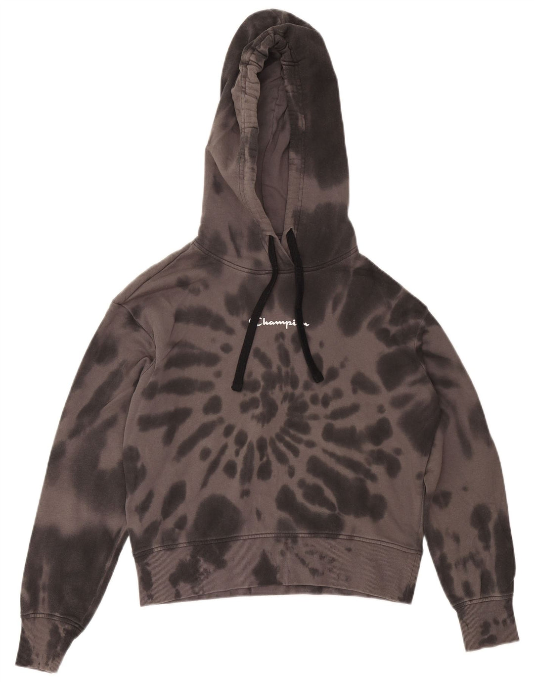 CHAMPION Womens Oversized Hoodie Jumper UK 10 Small Grey Tie Dye