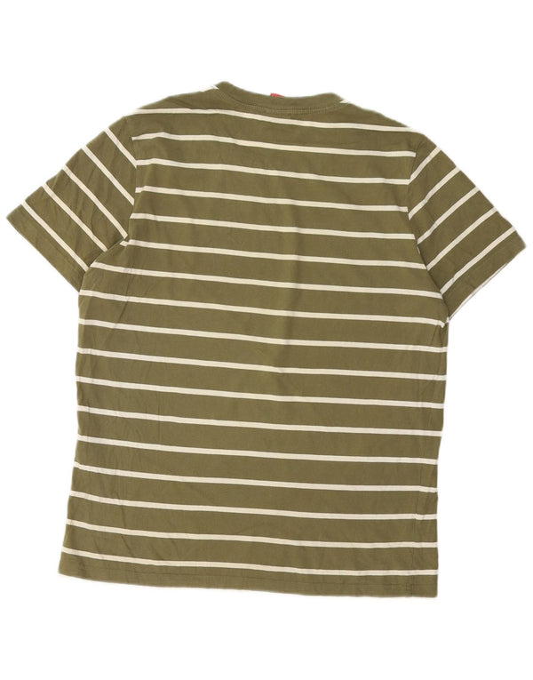 Puma Herre T-shirt Top Medium Khaki stribet bomuld