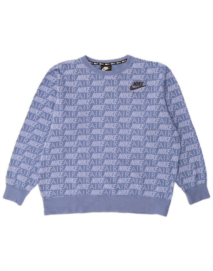 NIKE Grafisk Oversized Sweatshirt Jumper UK 14 Medium Blue Bomuld