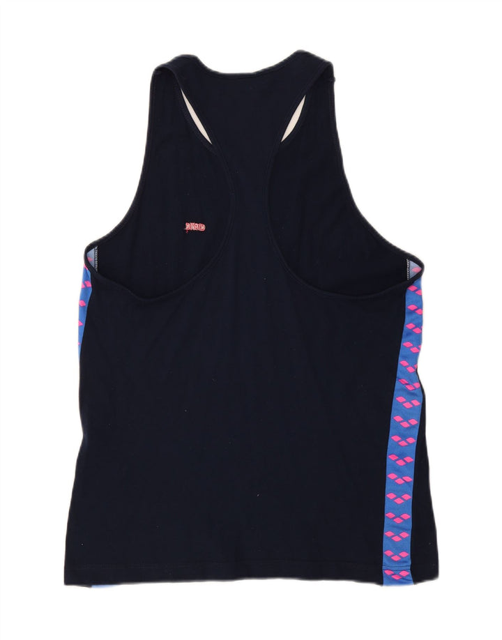 ARENA Mens Graphic Vest Top Small Navy Blue Colourblock Vintage Arena and Second-Hand Arena from Messina Hembry 