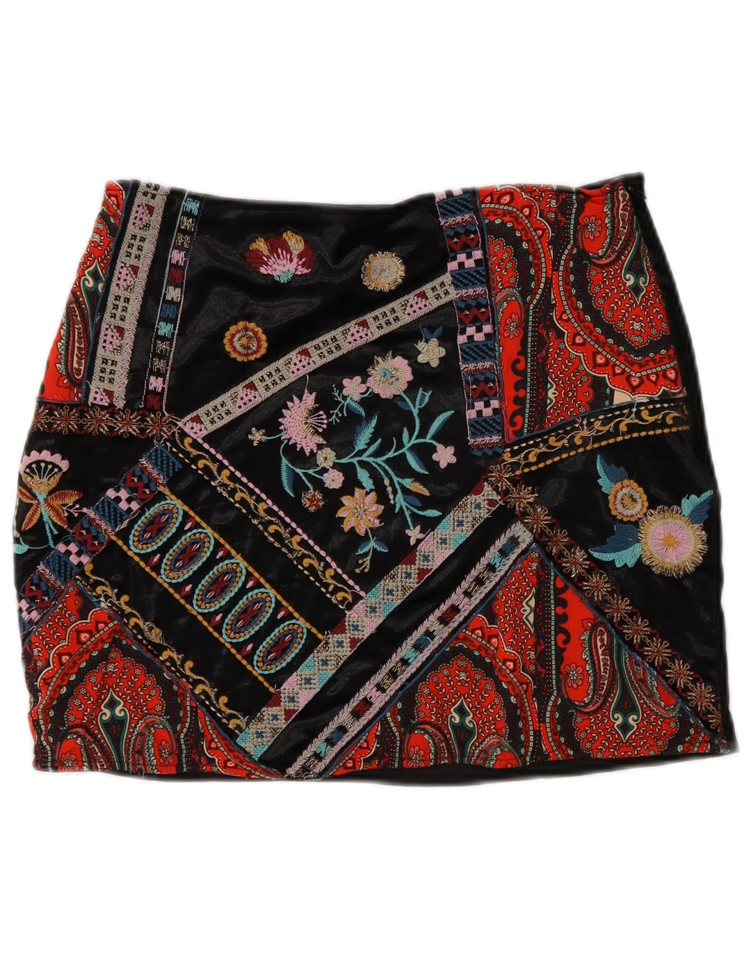 Zara Dame Mini-nederdel Small W26 Flerfarvet Patchwork Polyester