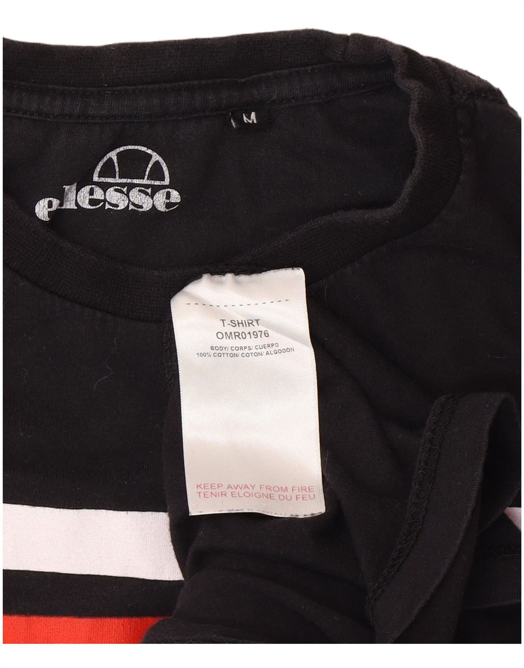 Ellesse Herre Grafisk T-Shirt Top Medium Sort Colourblock Bomuld