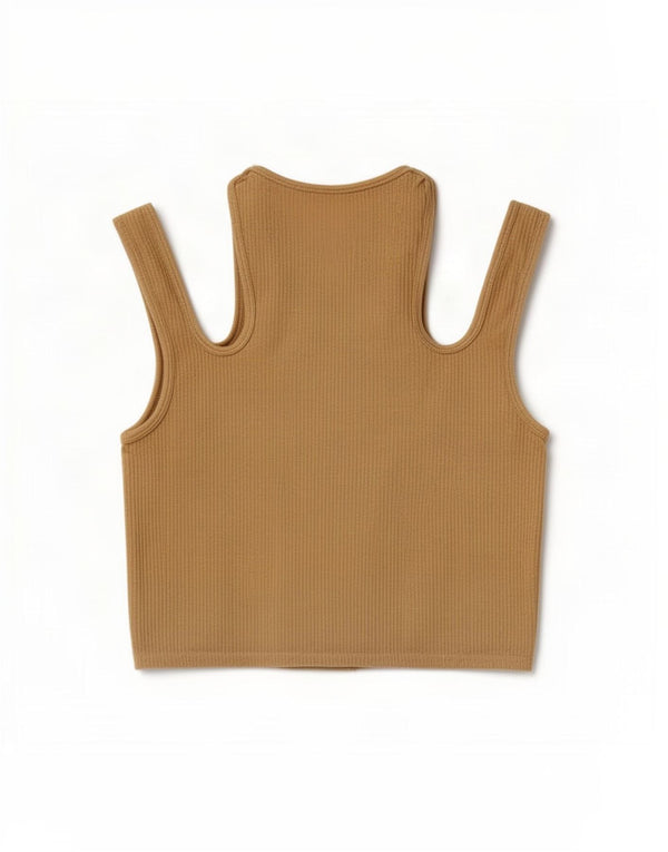 Zara Womens Crop Off Shoulder Bluse Top UK 14 Large Beige