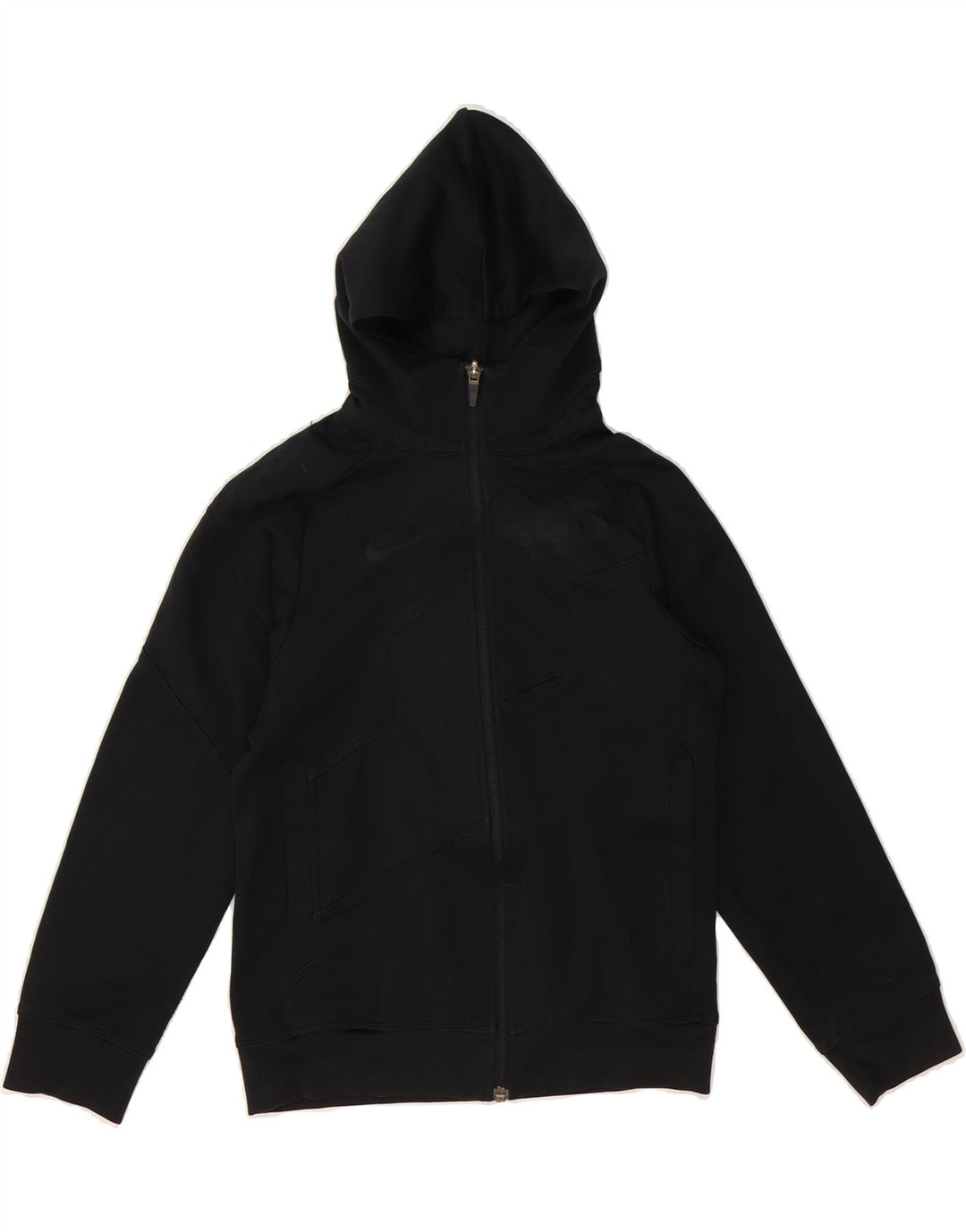 NIKE Boys Zip Hoodie Sweater 8-9 Years Small Black Polyester Vintage Nike and Second-Hand Nike from Messina Hembry 