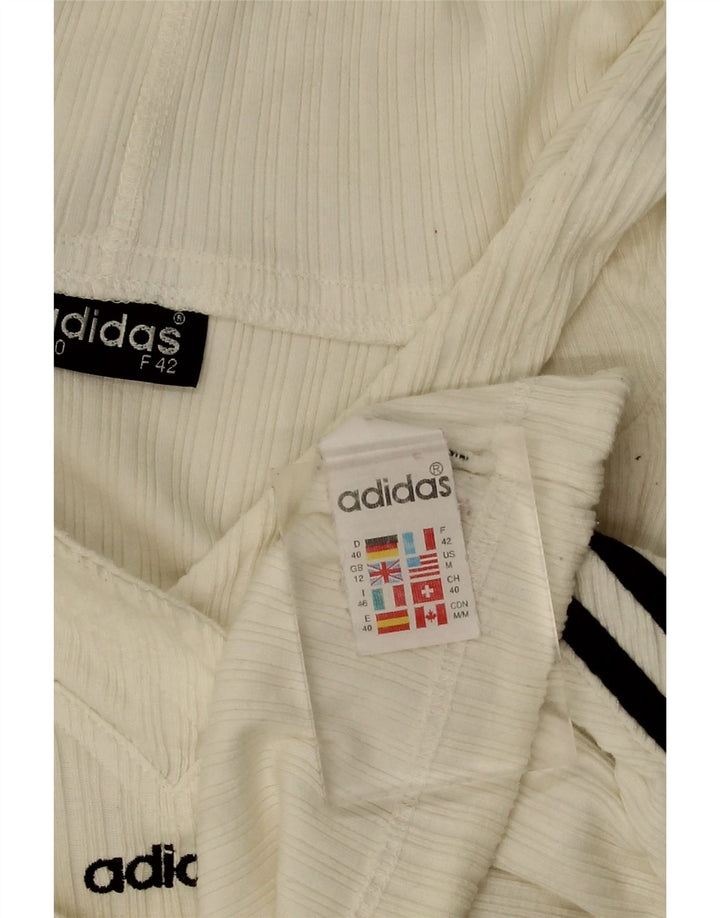 ADIDAS Womens Oversized Hooded Crop Top Long Sleeve UK 12 Medium White Vintage Adidas and Second-Hand Adidas from Messina Hembry 