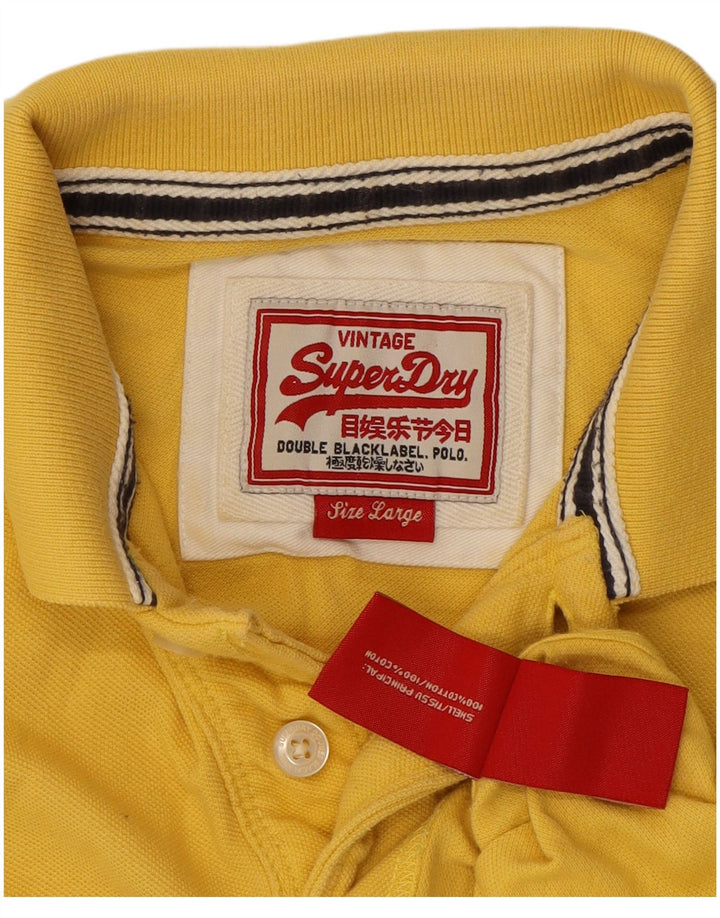 SUPERDRY Grafisk poloshirt til mænd Stor gul bomuld