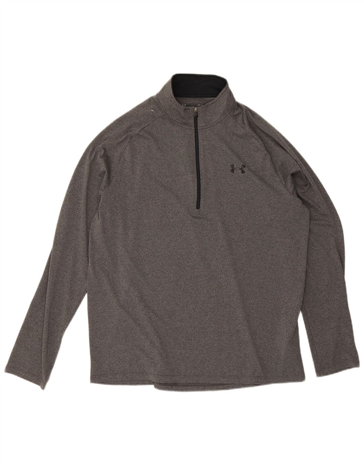 Under Armour Herre Zip Neck Pullover Træningsdragt Top Stor Grå Polyester