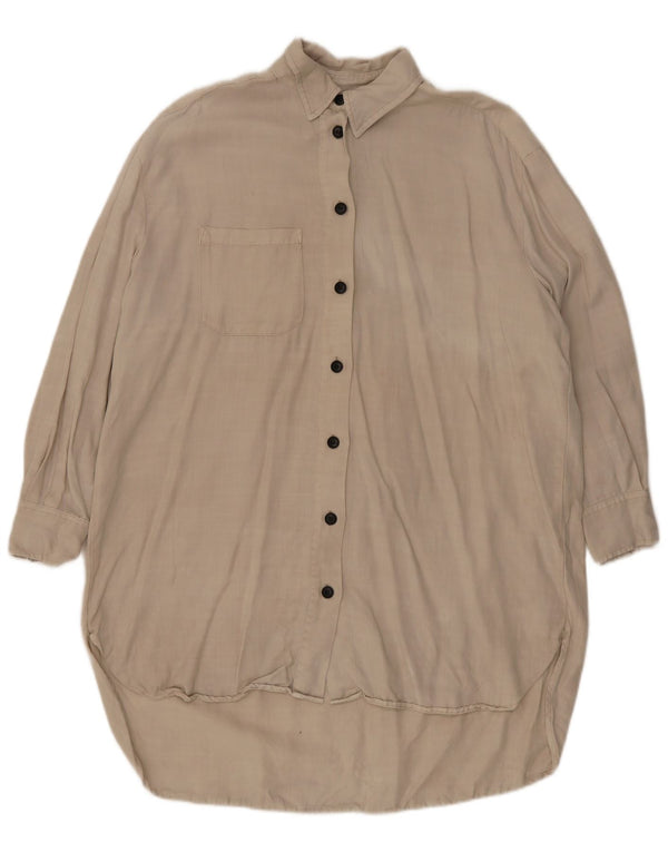 Zara Kvinders Oversized Skjortekjole UK 14 Medium Beige