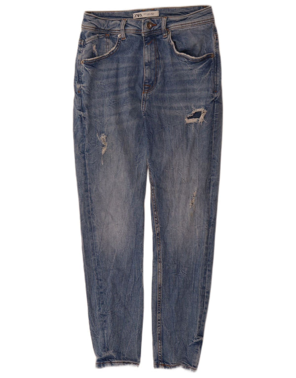 Zara Herre Distressed Slim Jeans EU 36 XS W29 L27 Blå Bomuld
