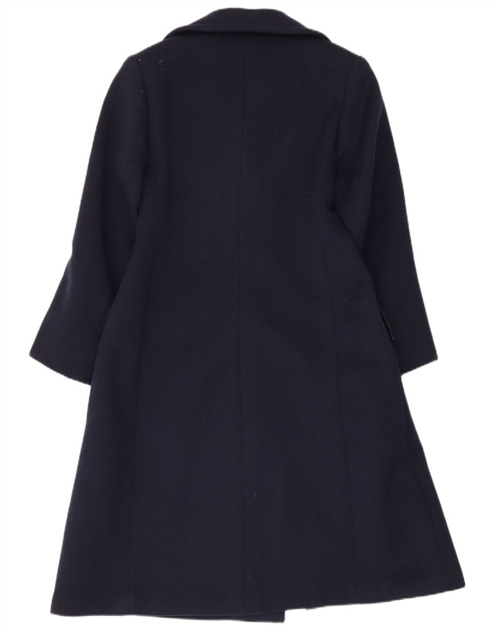 Vintage Dame Dobbeltradet Frakke UK 8 Small Navy Blue