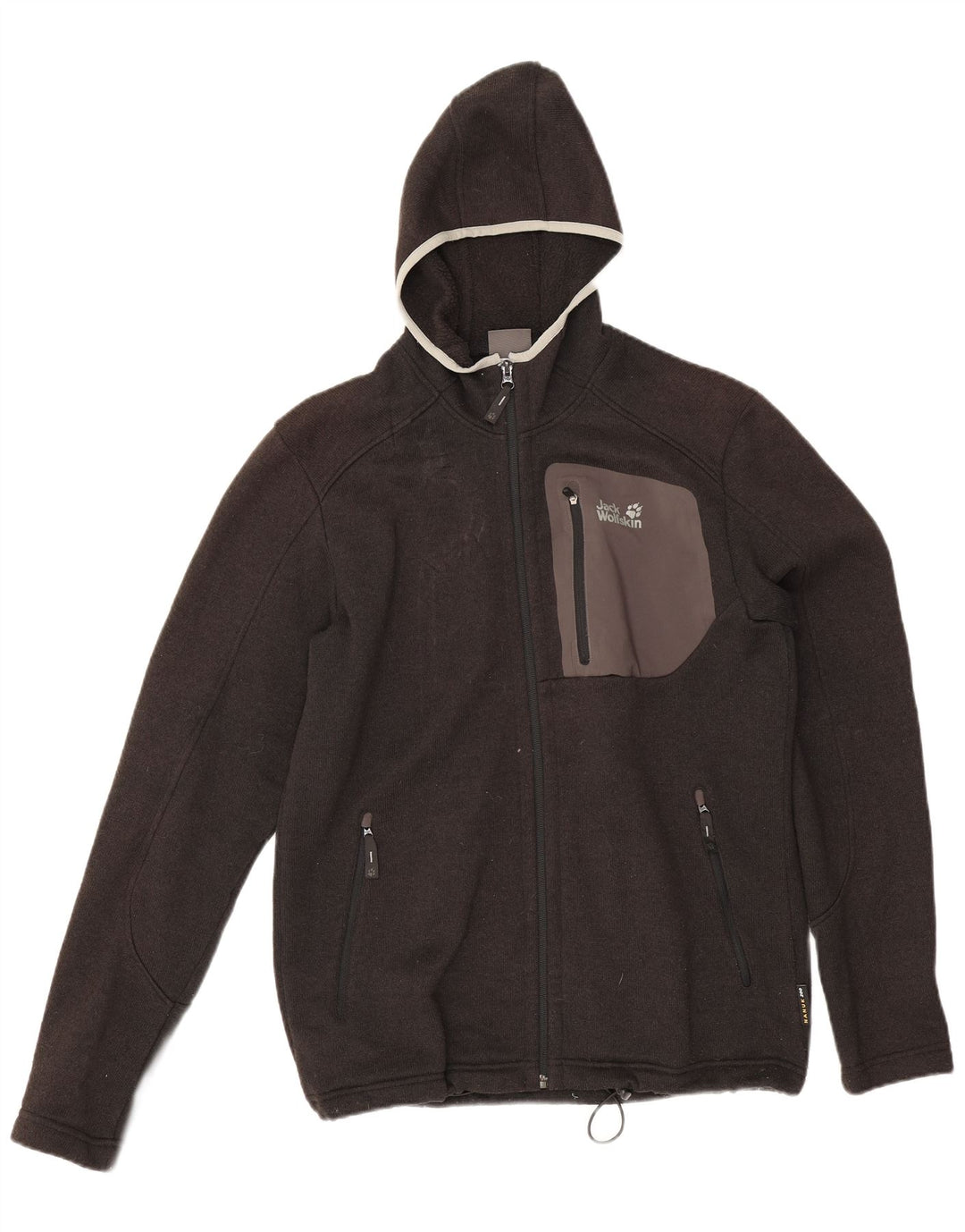 Jack Wolfskin Herre hættetrøje med lynlås DK 36/38 Medium Grey Polyester