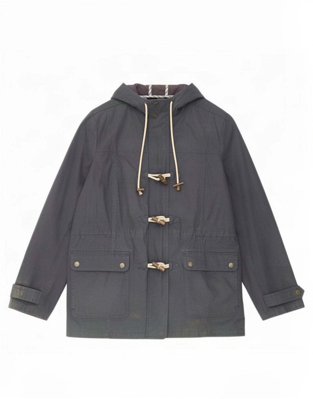 Fat Face Dame Hætte Vokset Bomuldsjakke UK 12 Medium Navy Blue Polyester