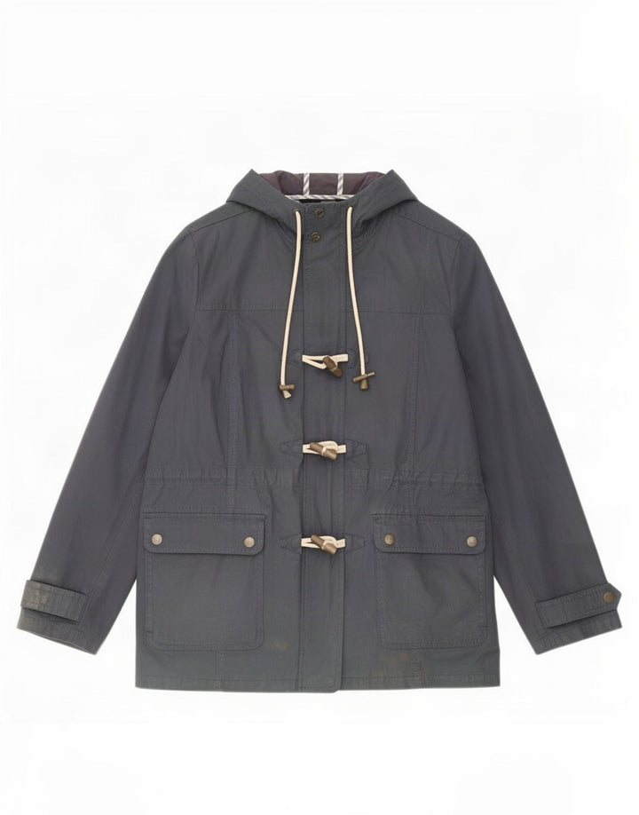 Fat Face Dame Hætte Vokset Bomuldsjakke UK 12 Medium Navy Blue Polyester