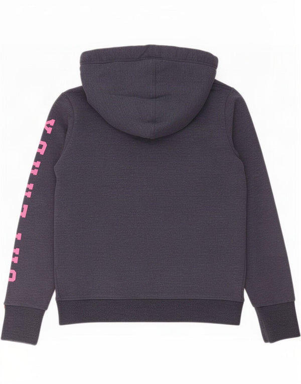 Superdry Womens Graphic Hoodie Jumper UK 14 Medium Navy Blue Cotton