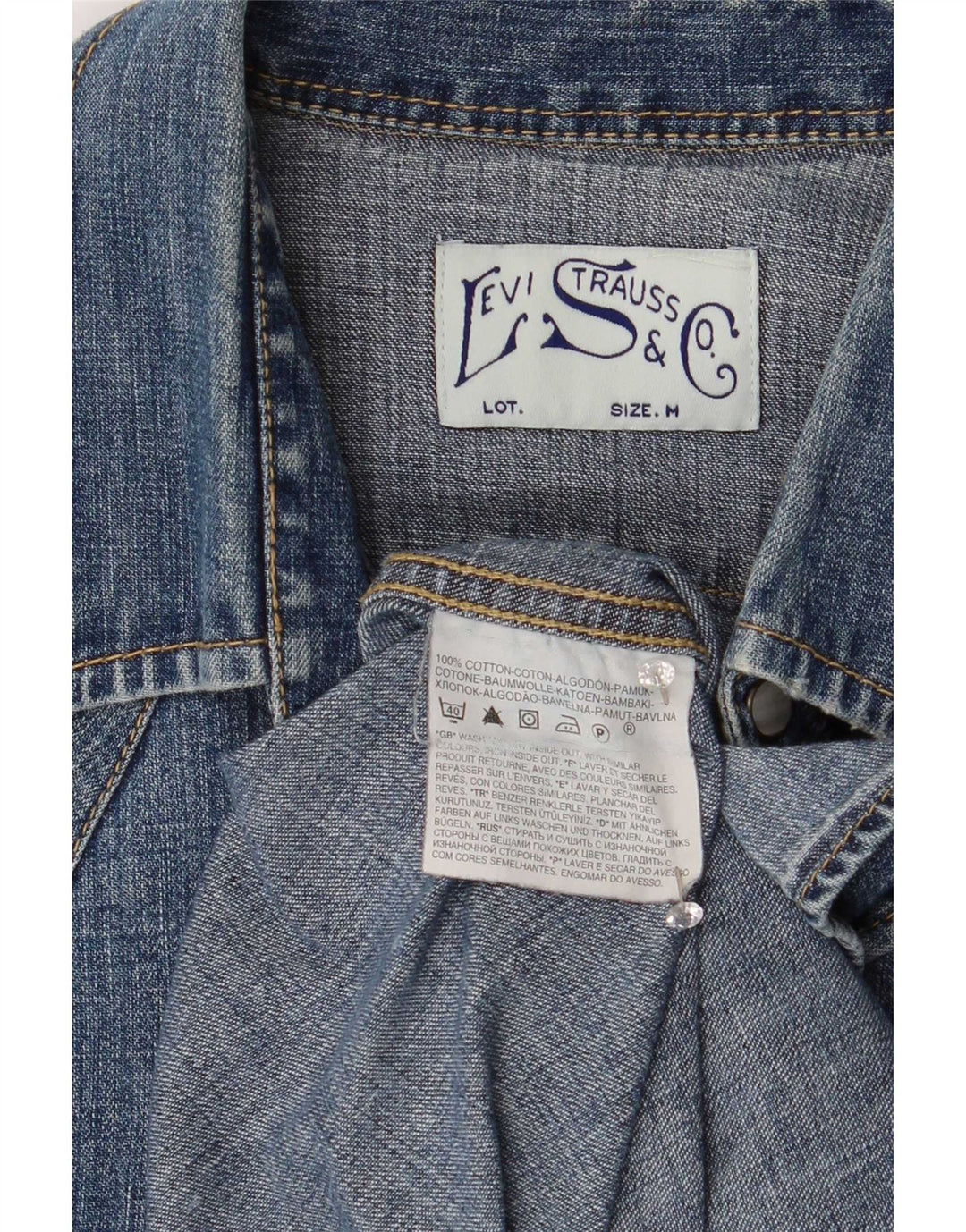 Levi's Western denimskjorte til mænd mellemblå bomuld