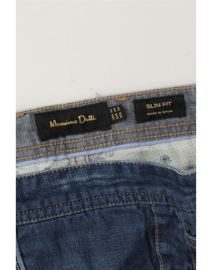 MASSIMO DUTTI Mens Slim Fit Cropped Jeans W34 L27 Blue Cotton Vintage Massimo Dutti and Second-Hand Massimo Dutti from Messina Hembry 