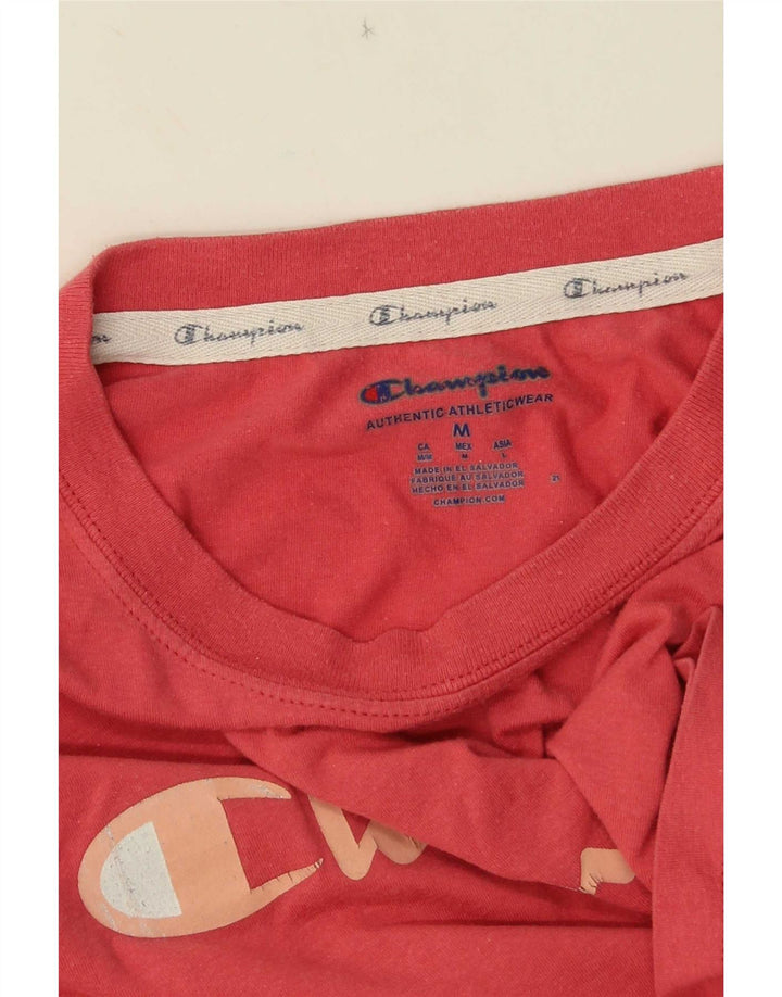 Champion Dame Grafisk T-Shirt Top UK 12 Medium Rød