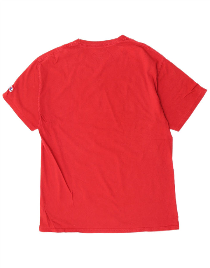 Champion Herre Grafisk T-Shirt Top Stor Rød Bomuld