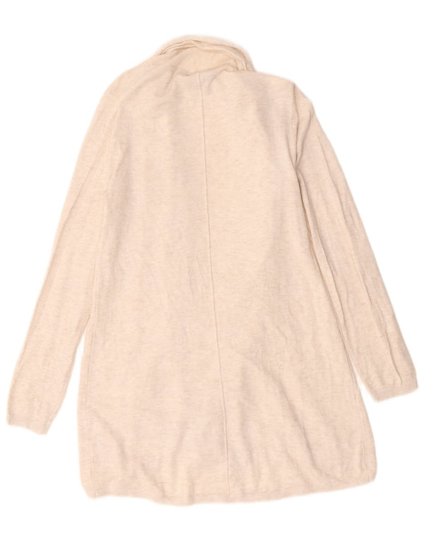 Zara Womens Longline Open Cardigan Sweater UK 12 Medium Beige Flecked