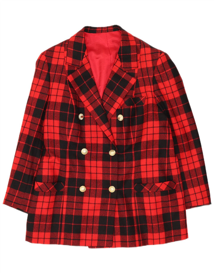 VINTAGE dobbeltradet blazerjakke til kvinder DK 12 Medium rød ternet