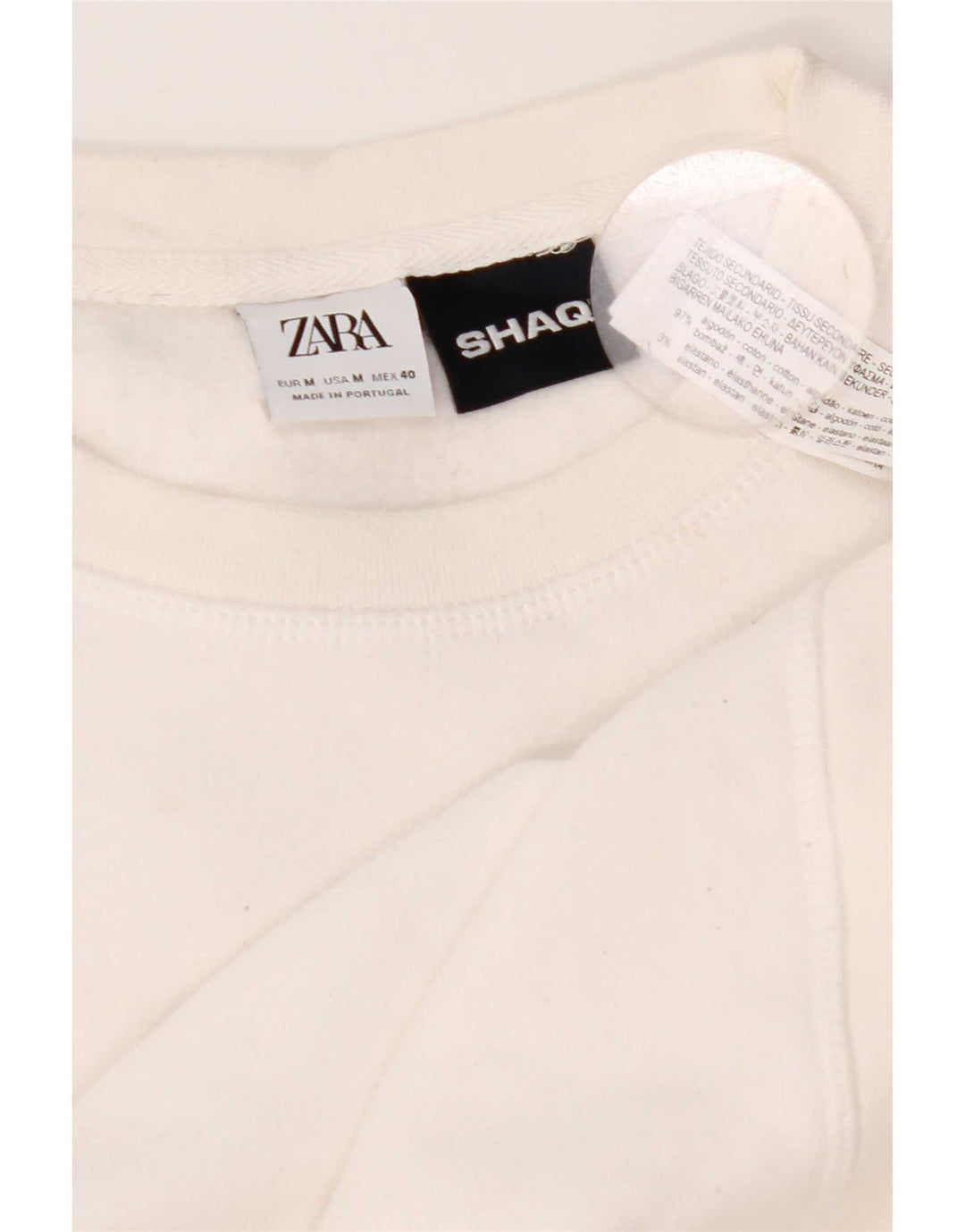 Zara Herre grafisk sweatshirt Jumper Medium Hvid Bomuld