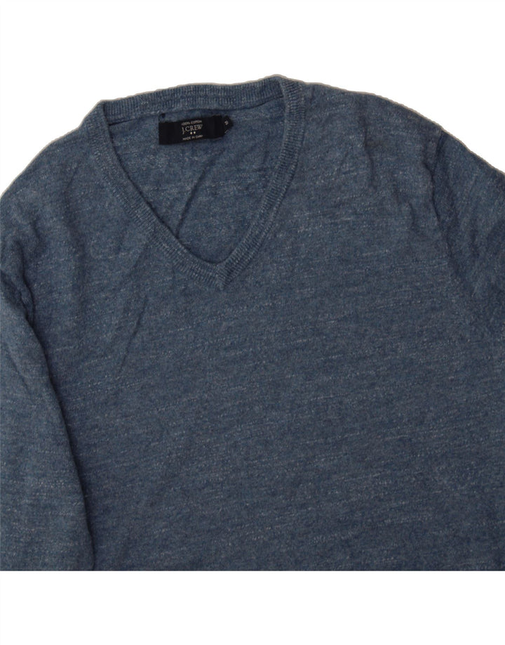 J. CREW Mens V-Neck Jumper Sweater Medium Blue Cotton Vintage J. Crew and Second-Hand J. Crew from Messina Hembry 