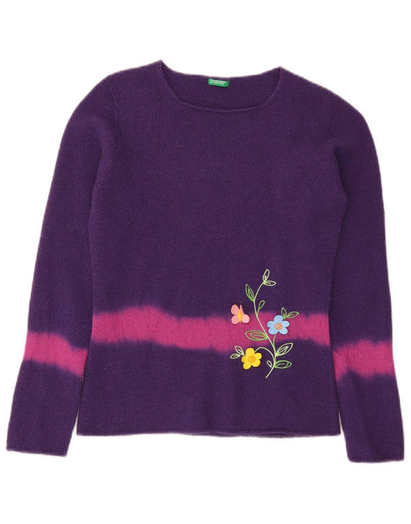 Benetton Girls Boat Neck sweater 11-12 år XL Lilla Colourblock