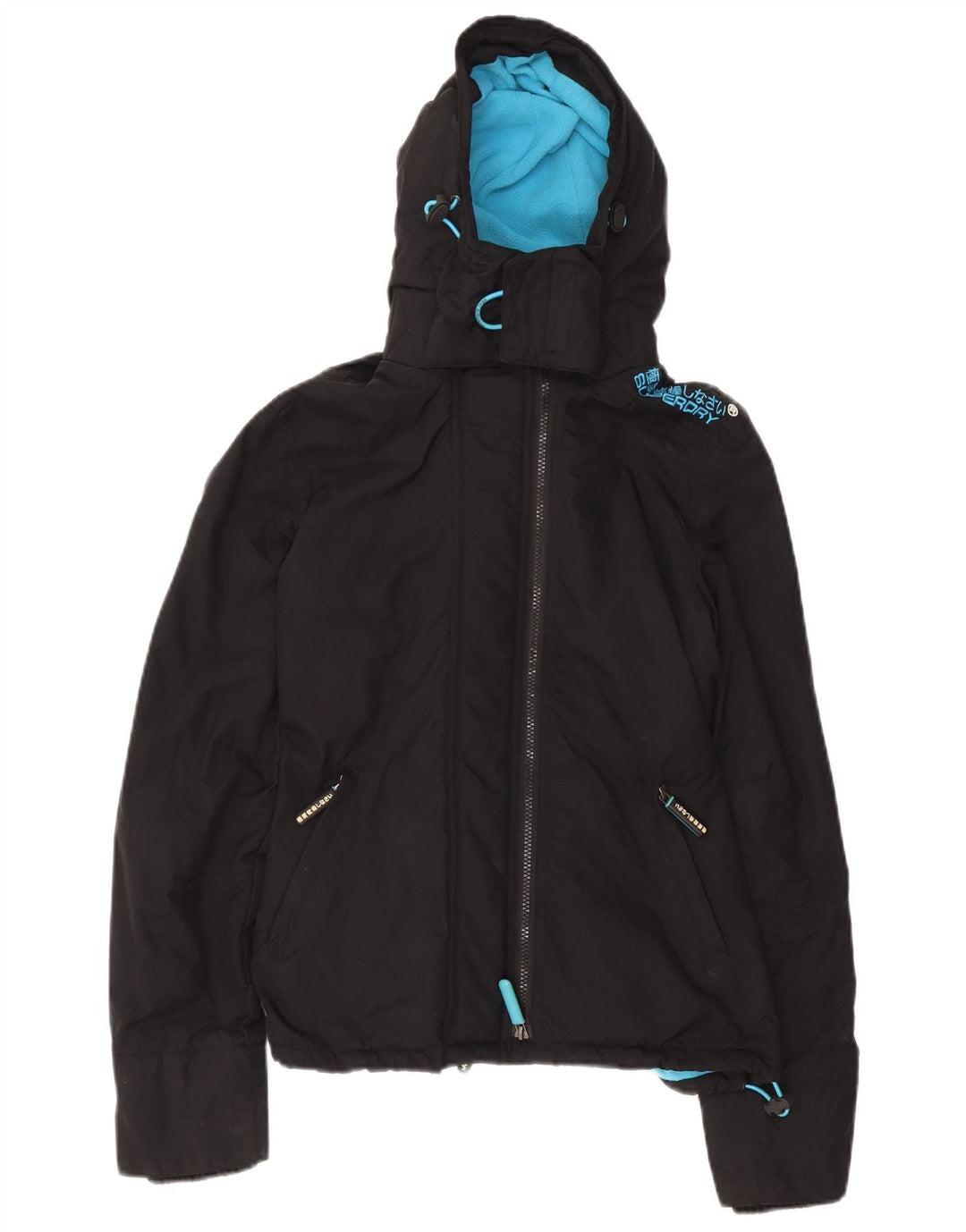 Superdry vindjakke til kvinder med hætte vindjakke UK 14 Medium Sort