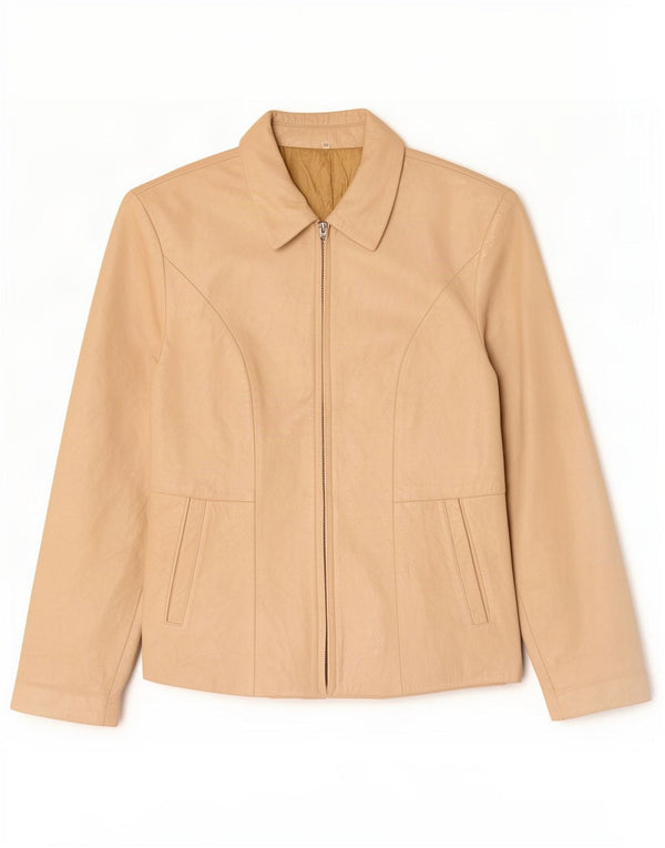 Vintage dame læderjakke IT 46 Large Beige