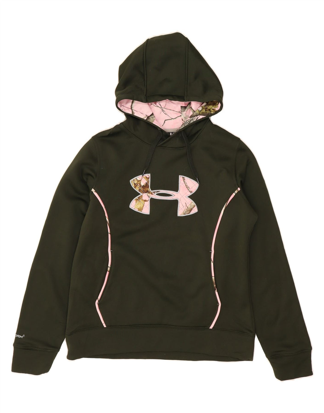 UNDER ARMOUR Womens Graphic Hoodie Jumper UK 14 Medium Green Vintage Under Armour and Second-Hand Under Armour from Messina Hembry 
