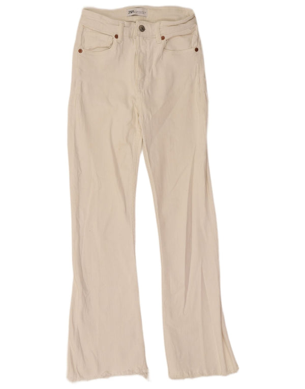 Zara Dame Flared Jeans EU 32 2XS W22 L26 Hvid