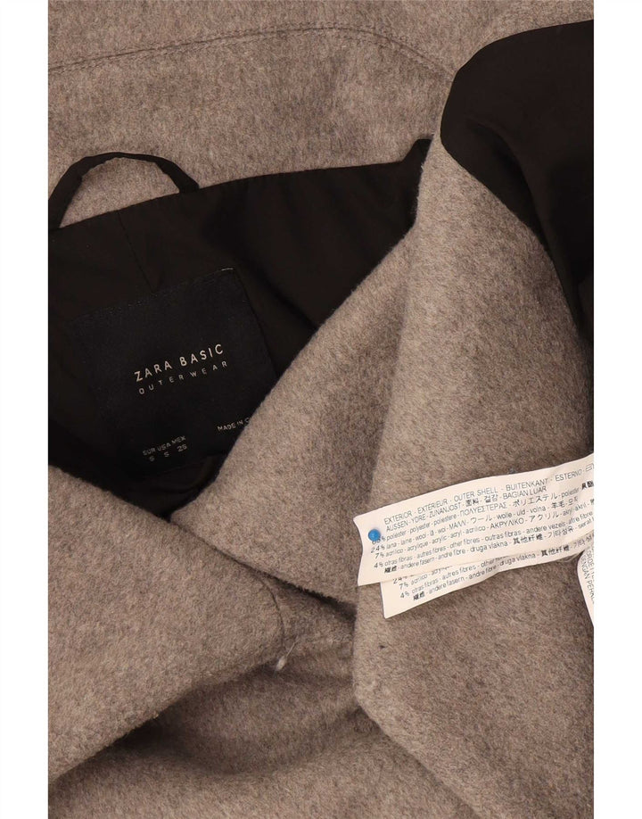 Zara Kvinder Kort Oversized Overfrakke UK 10 Lille Grå Polyester