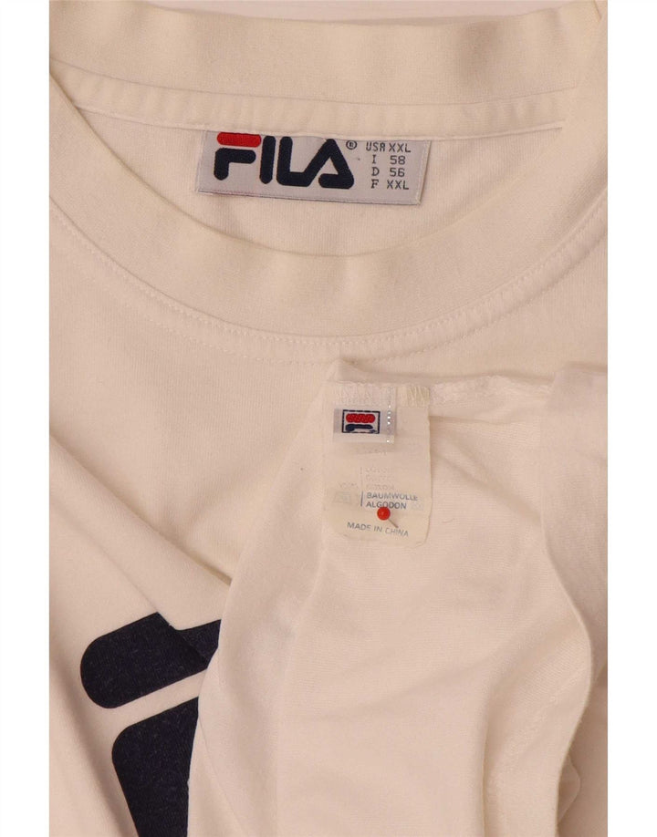 Fila Herre Regular Graphic T-Shirt Top IT 58 2XL Hvid Bomuld
