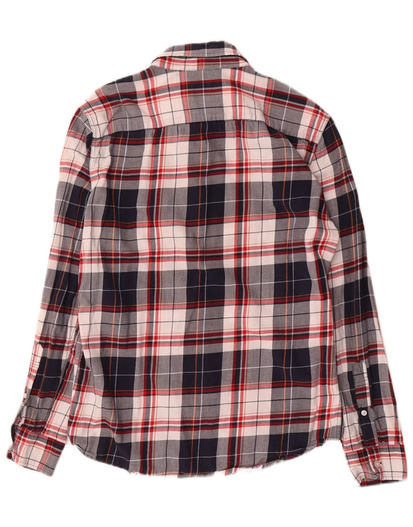 Jack Wills Mens Slim Fit Shirt Small Navy Blue Check Cotton