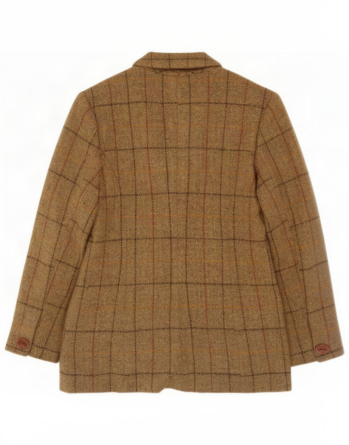 Harris Tweed Dame 3-knaps blazerjakke UK 12 medium brun ternet uld