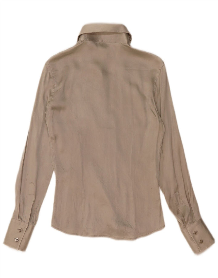 Vintage skjortebluse til kvinder UK 10 lille grå