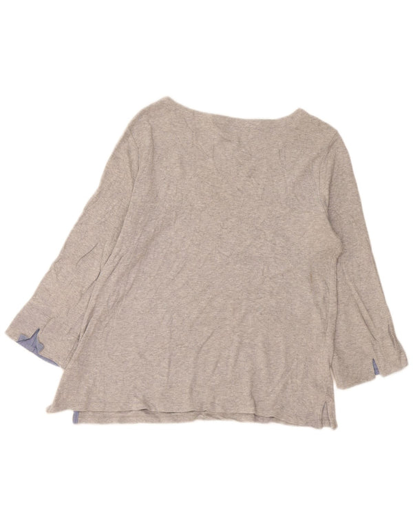 Nautica Womens Top 3/4 Sleeve UK 16 Large Grey Flecked Cotton