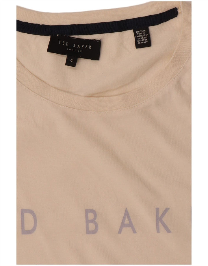 Ted Baker Herre Grafisk T-Shirt Top Størrelse 4 Large White