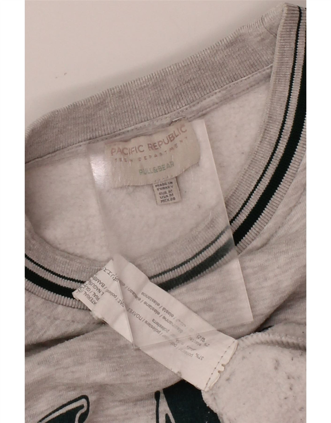 PULL & BEAR Mens Atlanta Oversized Graphic Sweatshirt Jumper Medium Grey Vintage Pull & Bear and Second-Hand Pull & Bear from Messina Hembry 