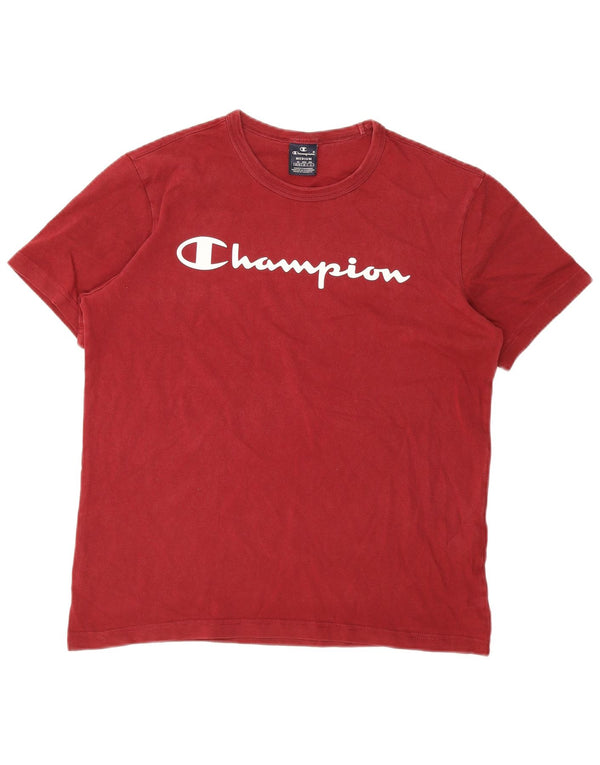 Champion Herre grafisk T-shirt Top Medium Rød Bomuld