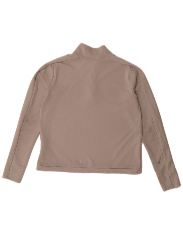 Nike Dame Dri Fit Pullover med lynlås-hals Træningsdragt Top UK 14 Medium Grå